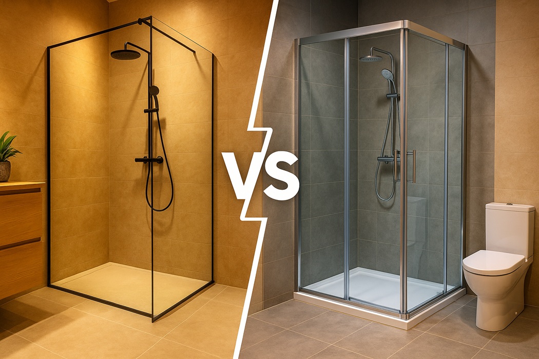 Prysznic walk-in vs kabina zamknięta – woda, sprzątanie, design
