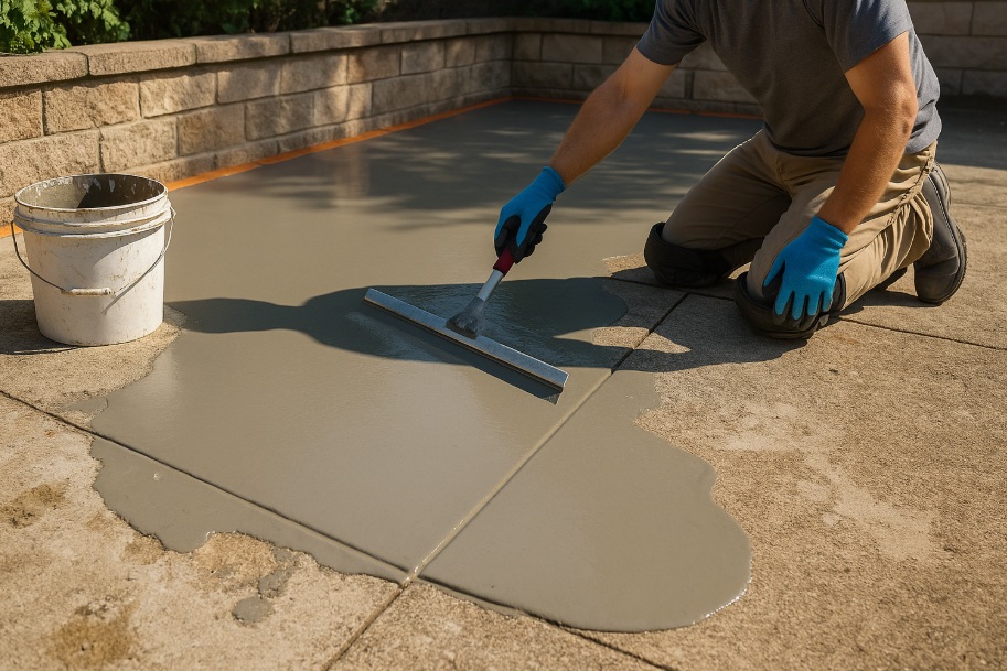 Taras betonowy – wyrównywanie powierzchni zaprawą naprawczą