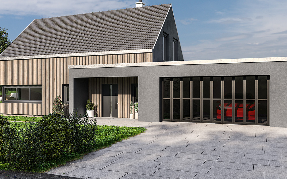 Wśród dostępnych w jesiennej promocji bram garażowych są wykonane z profili aluminiowych modele segmentowe ART 42, ART 42 Thermo, ART 42 Vitraplan oraz widoczna na zdjęciu brama boczna HART 42, fot. Hörmann