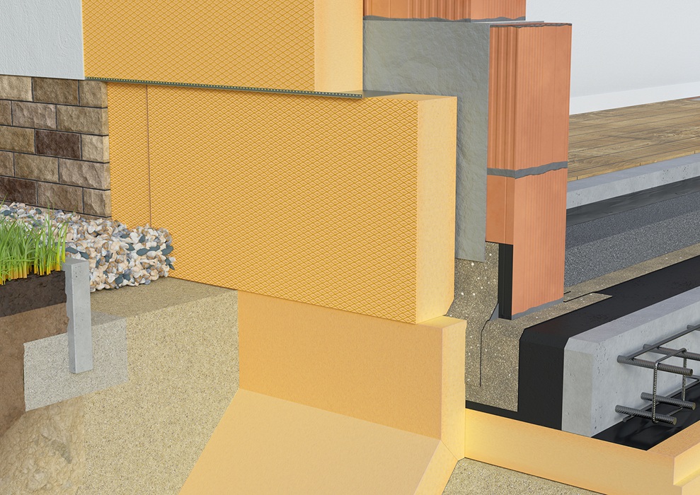 Termoizolacja ścian płytami swissporXPS w strefie cokołowej, fot. swisspor 