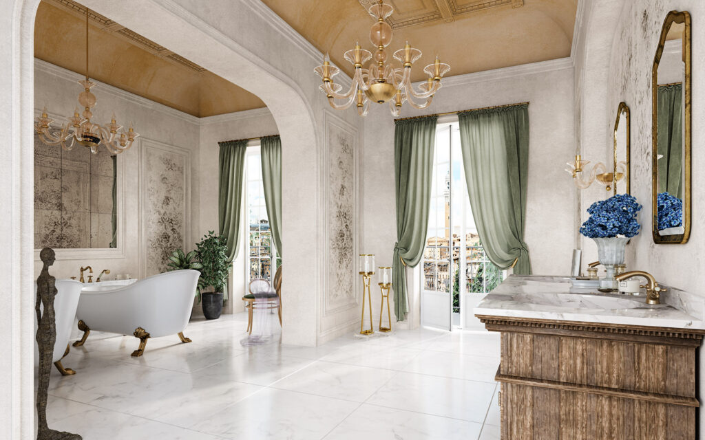 FDESIGN, Bateria wannowa 4-otworowa LACRIMA old bronze_ bateria umywalkowa LACRIMA