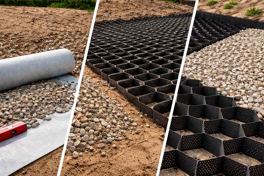 Geowłóknina, geosiatka, geokrata: co wybrać na podjazd i skarpę?