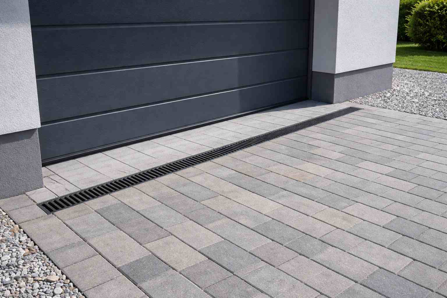 Odwodnienie liniowe przed garażem – gdzie je zamontować i jaki spadek wykonać?