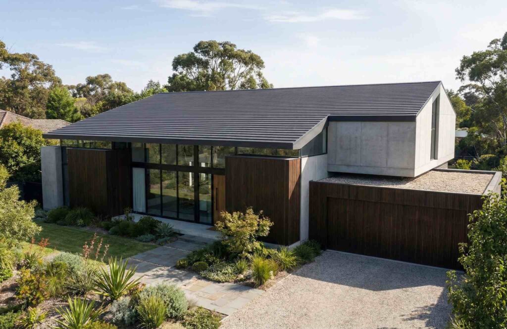 Płaski profil dachówki KAPSTADT marki swissporTON tworzy na dachu gładką, niemal monolityczną
połać, fot. swissporTON