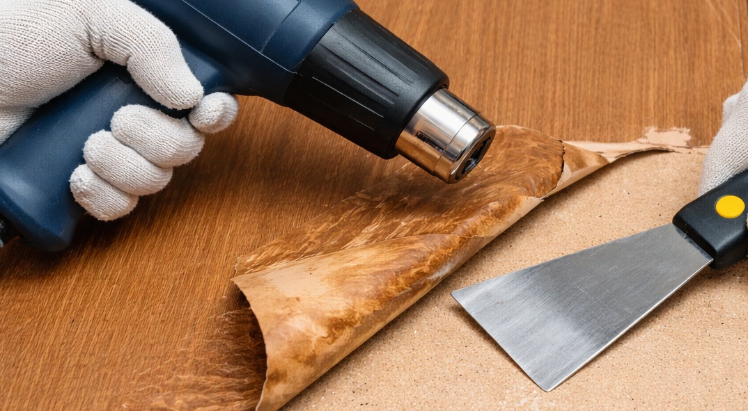 Jak usunąć starą okleinę z drzwi bez uszkodzenia płyty?