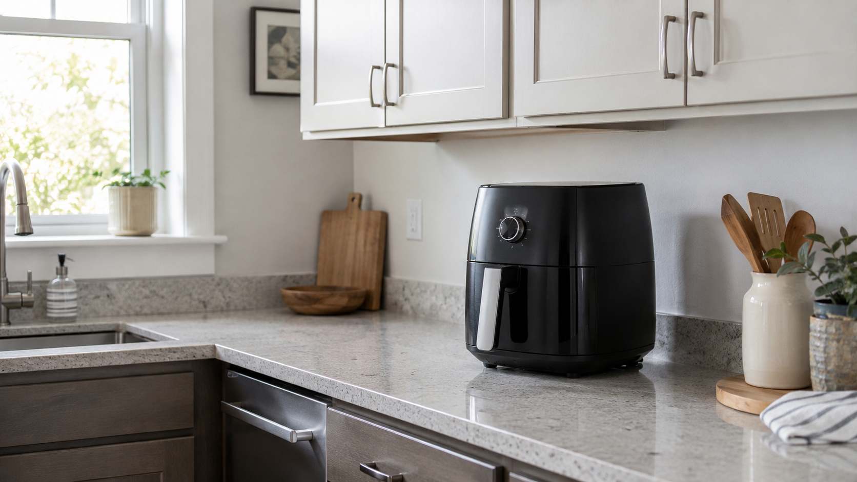 Air fryer pod wiszącą szafką. Ile miejsca trzeba zostawić podczas pracy?