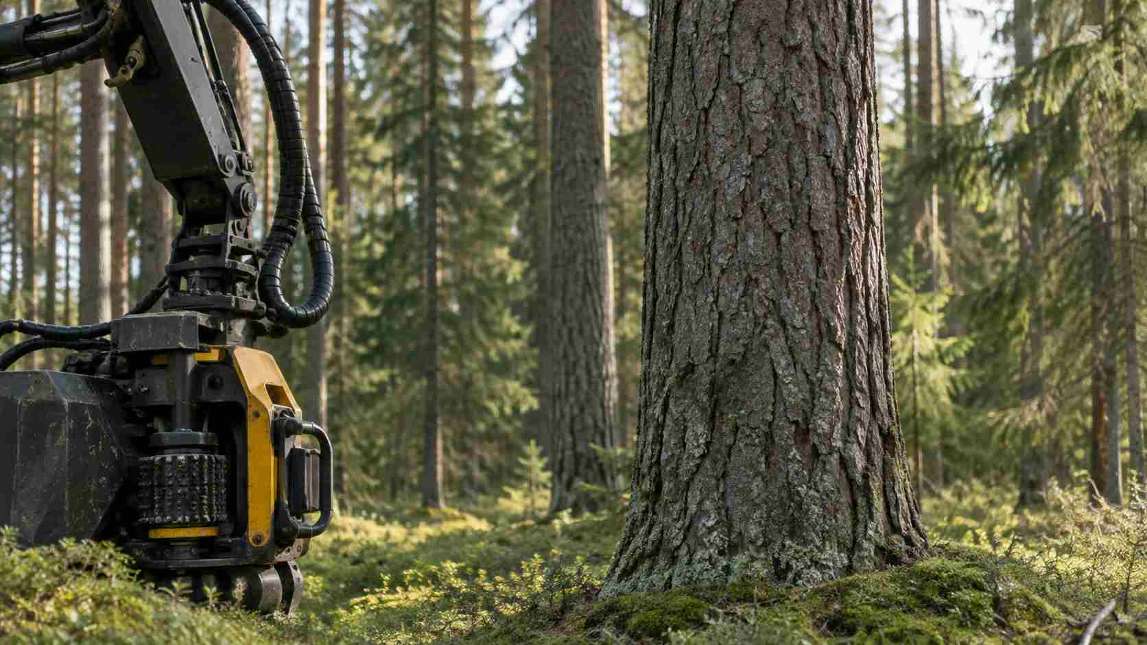 Harwester w lesie. Jak z jednego drzewa powstają gotowe sortymenty drewna
